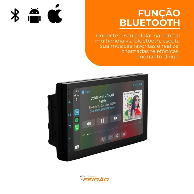 Central Multimídia 7pol Universal com CarPlay e Android Auto mais Espelhamento para Android IOS WK70F