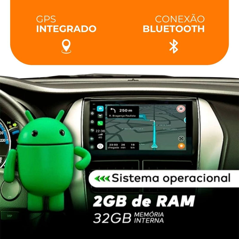 Central Multimidia Android 2GB 7 Pol 2 Din Espelhamento USB Bluetooth GPS Integrado